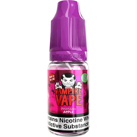 vampire vape pinkman apple 12mg bottle on clear background