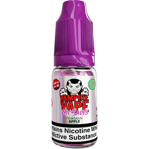 vampire vape pinkman apple nic salts bottle on clear background