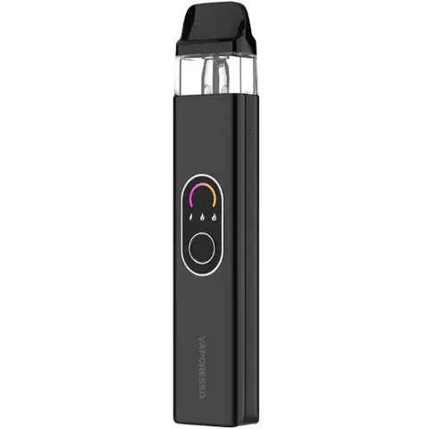 vaporesso xros 4 pod vape kit in black colour on clear background