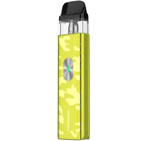 vaporesso xros 4 mini pod vape kit in camo yellow colour on clear background