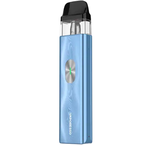 vaporesso xros 4 mini pod vape kit in ice blue colour on clear background