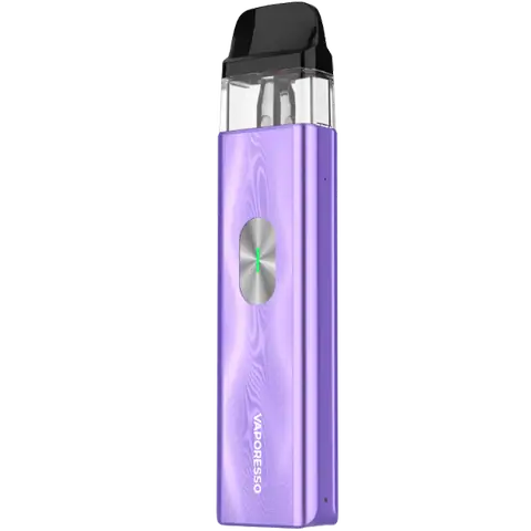 vaporesso xros 4 mini pod vape kit in ice purple colour on clear background