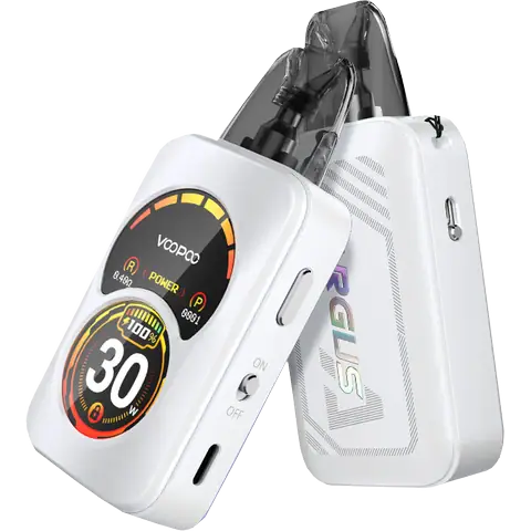 voopoo argus a pod vape kit pearl white on clear background