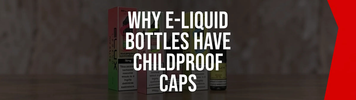 Child-resistant cap on an Elux e-liquid bottle
