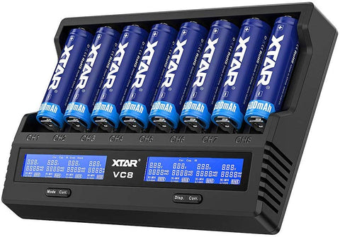 Xtar VC8 3A Fast Battery Charger On White Background