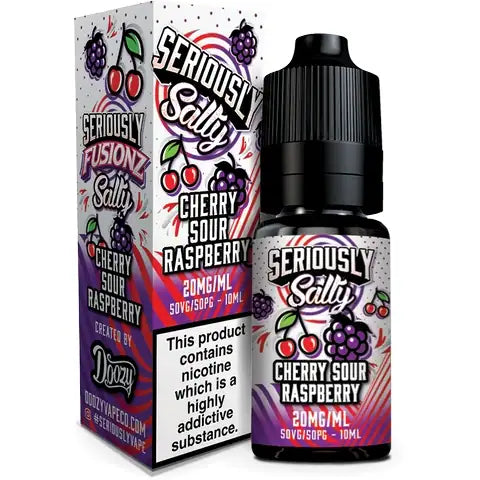 Doozy Seriously Fusionz Nic Salt E-Liquid cherry sour raspberry on white background