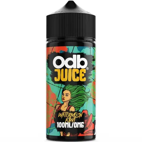 ODB Juice Watermelon kiwi 100ml bottle on white background