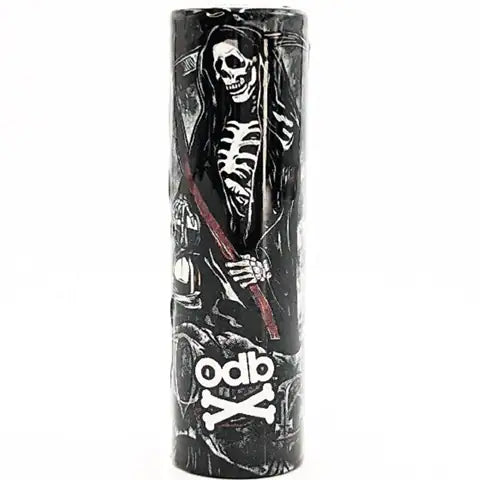 ODB Wrap deathwish 2 21700 battery wrap on 21700 Battery on white background