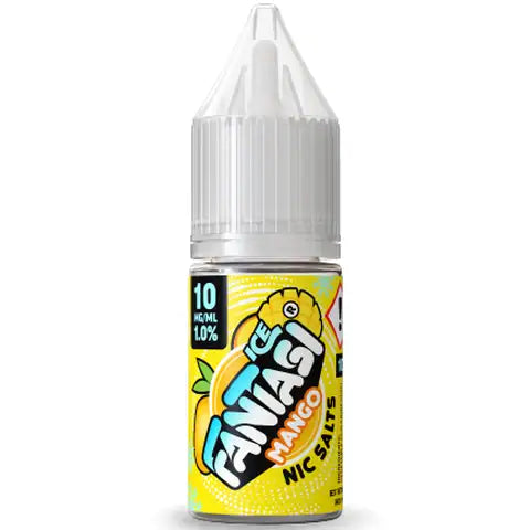 Fantasi Ice mango 10mg nic salt 10ml bottle on white background