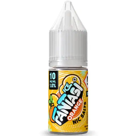 Fantasi Ice orange 10mg nic salt 10ml bottle on white background