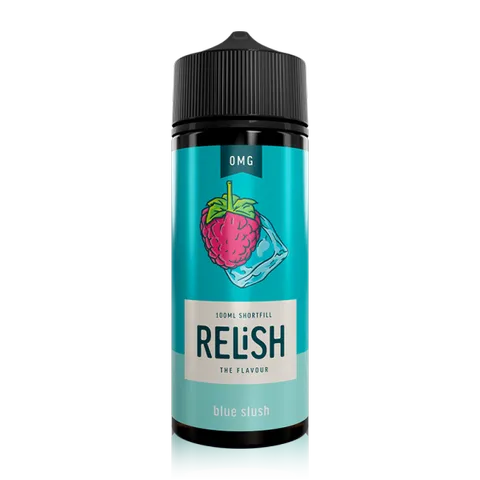  relish blue slush 100ml on black background