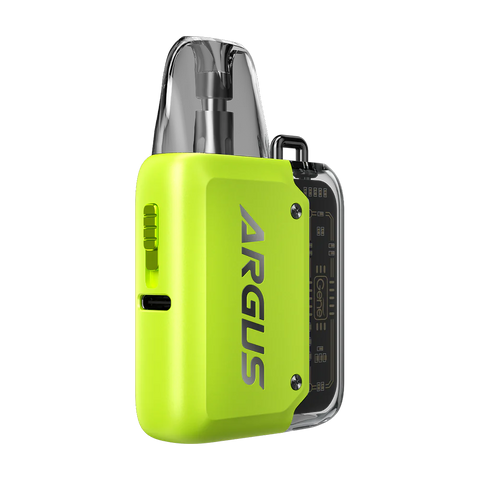 voopoo argus p1 kit bright yellow on black background